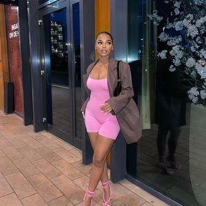 Naked Wardrobe The NW Scooped Up Romper in Rose